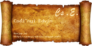 Csányi Edvin névjegykártya